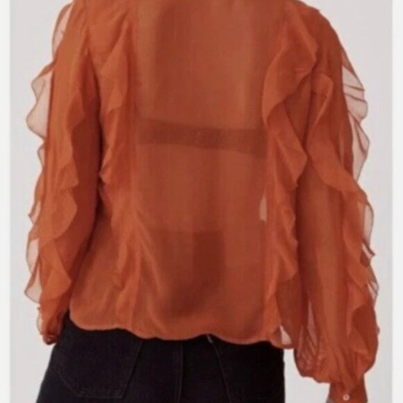 NWT Maeve by Anthropologie Orange Flowy Button Down Blouse - Women's XL - Picture 12 of 12